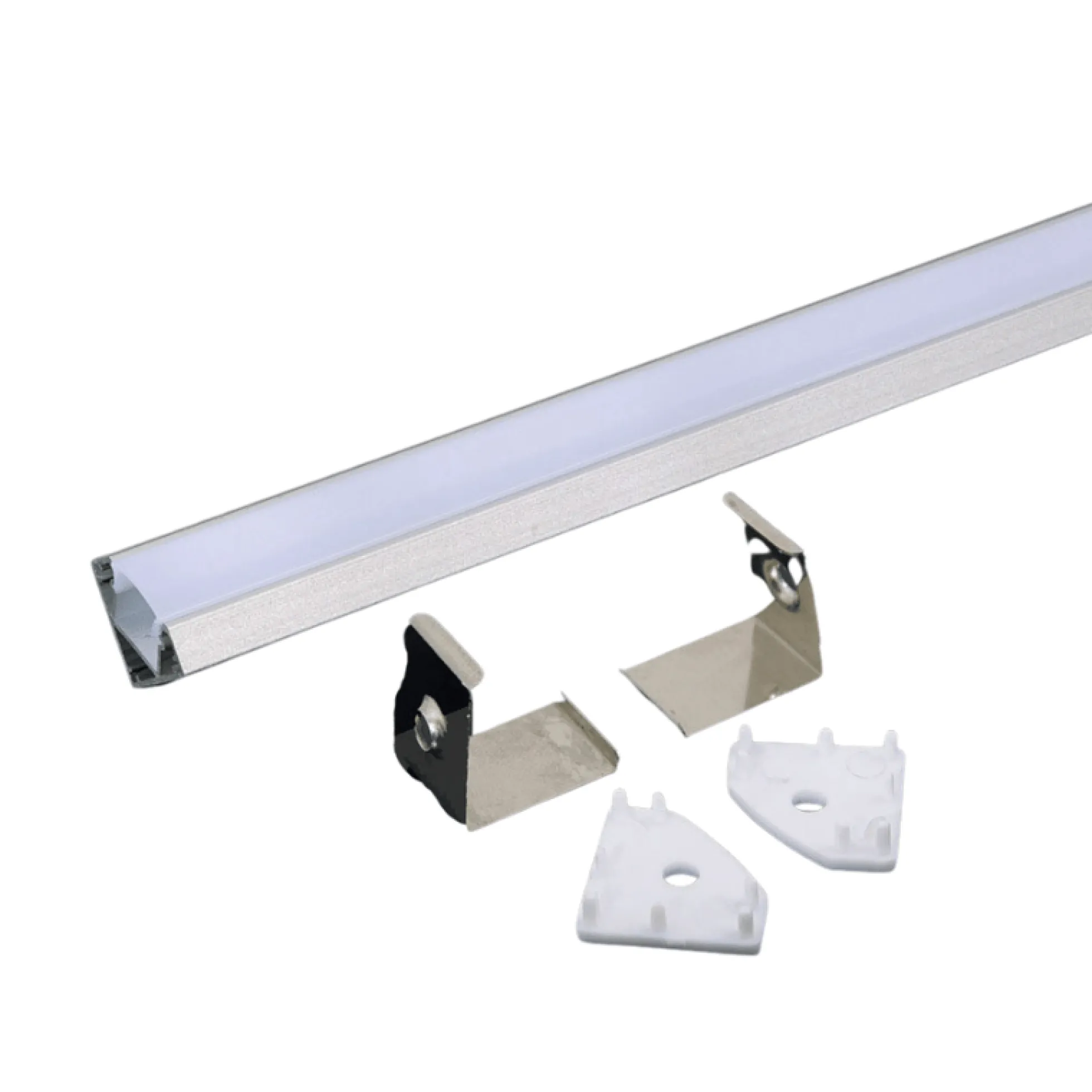 Aluprofil til LED-strips, hjørne, 2000x19x19 mm, sølv
