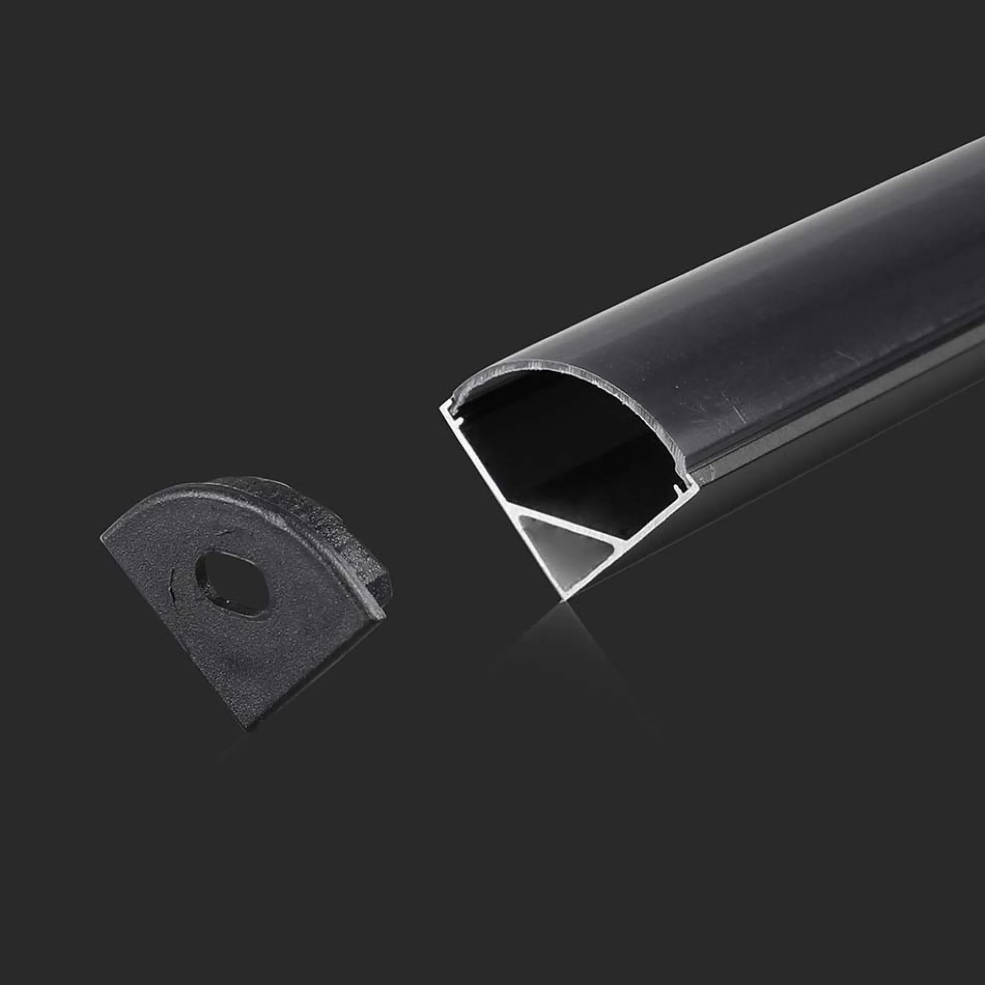 Aluprofil til LED-strip, sort, 2000x15,8x15,8 mm