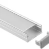 Aluprofil til LED strips, 18x8 mm, 1 meter, inkl. mælkehvidt cover, klips, endestykker