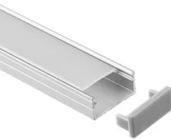 Aluprofil til LED strips, 18x8 mm, 1 meter, inkl. mælkehvidt cover, klips, endestykker