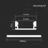 Aluprofil til LED-strip, 2000x17,4x7 mm.