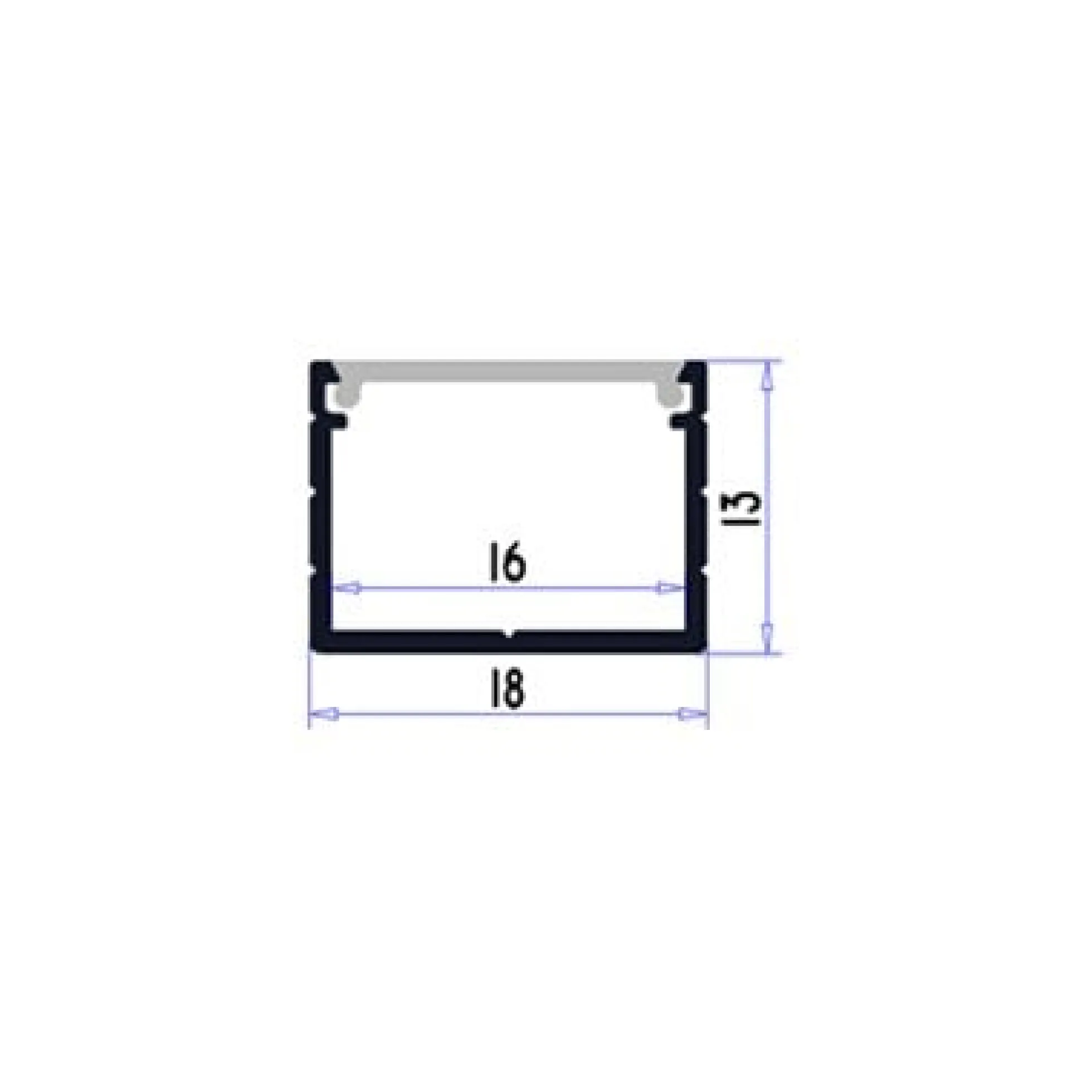 Aluprofil 18x13 til LED strips, 1 meter, inkl. matteret cover og klips, IP65 og IP68