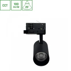 Andromeda Prime skinnespot, 3-faset CCT, 230V, 25°, IP20, DI, Spectrum, RA80