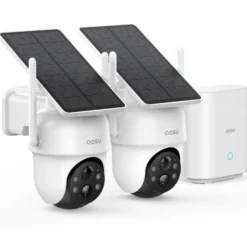 Aosu SolarCam D1 Classic Kit, overvågningssystem solcelledrevne kameraer, 2K, WiFi