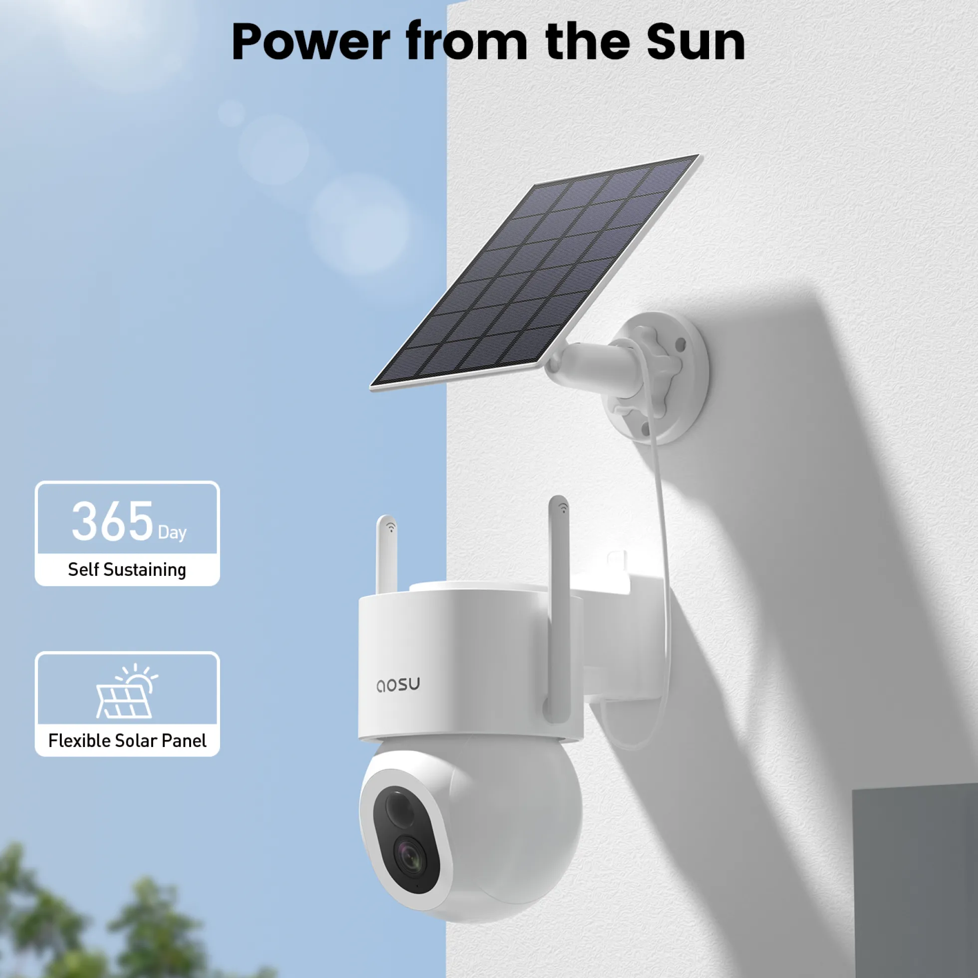 Aosu SolarCam D1 Max, overvågningskamera med solcelle, 3K, WiFi