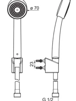 Apollo håndbrusersæt, Ø 70 mm bruser, holder og 1500 mm slange, forkromet