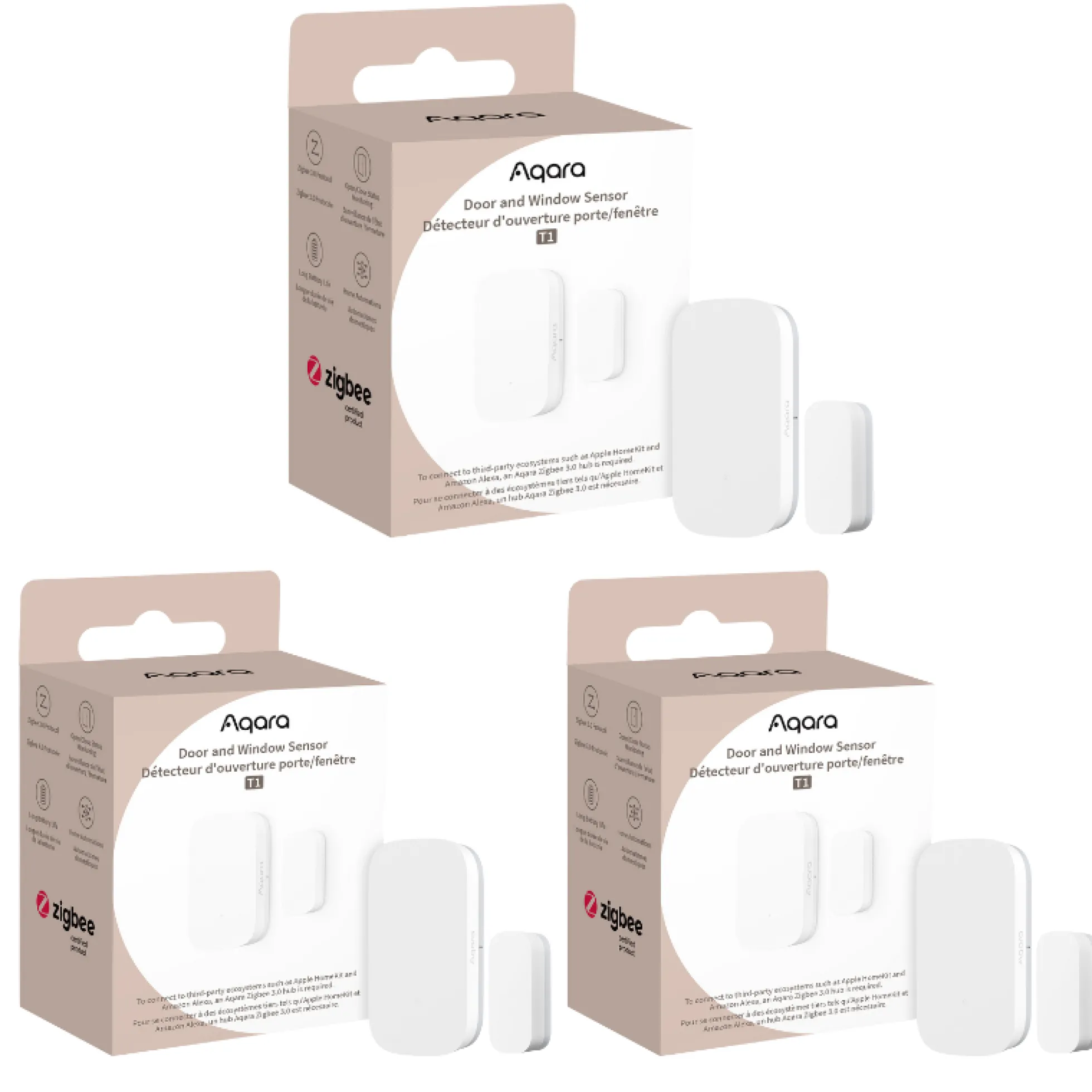 Aqara Door and Window Sensor T1, dør- og vinduessensor, hvid - 3 pak bundle