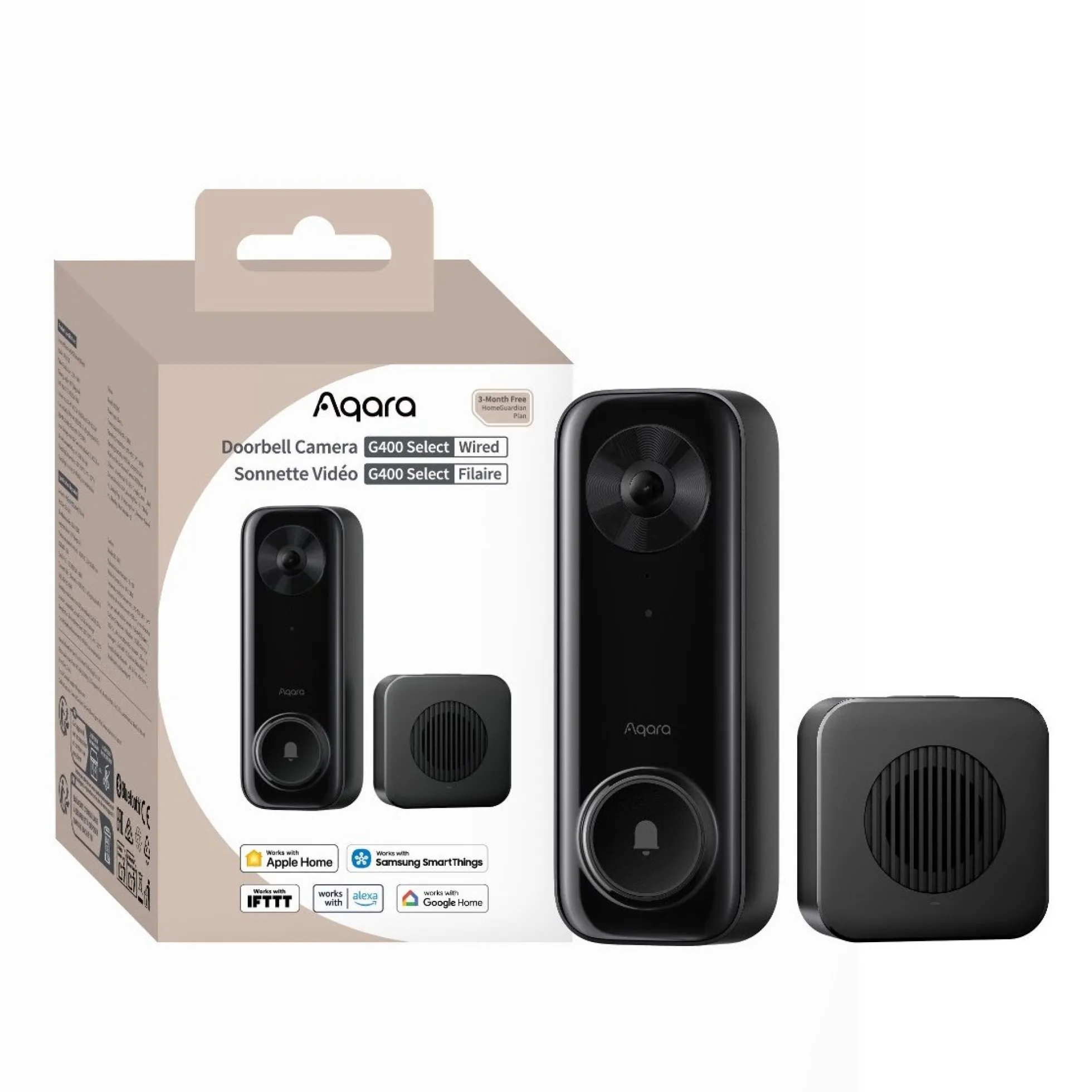Aqara Doorbell Camera G400, kablet, sort, dørklokke