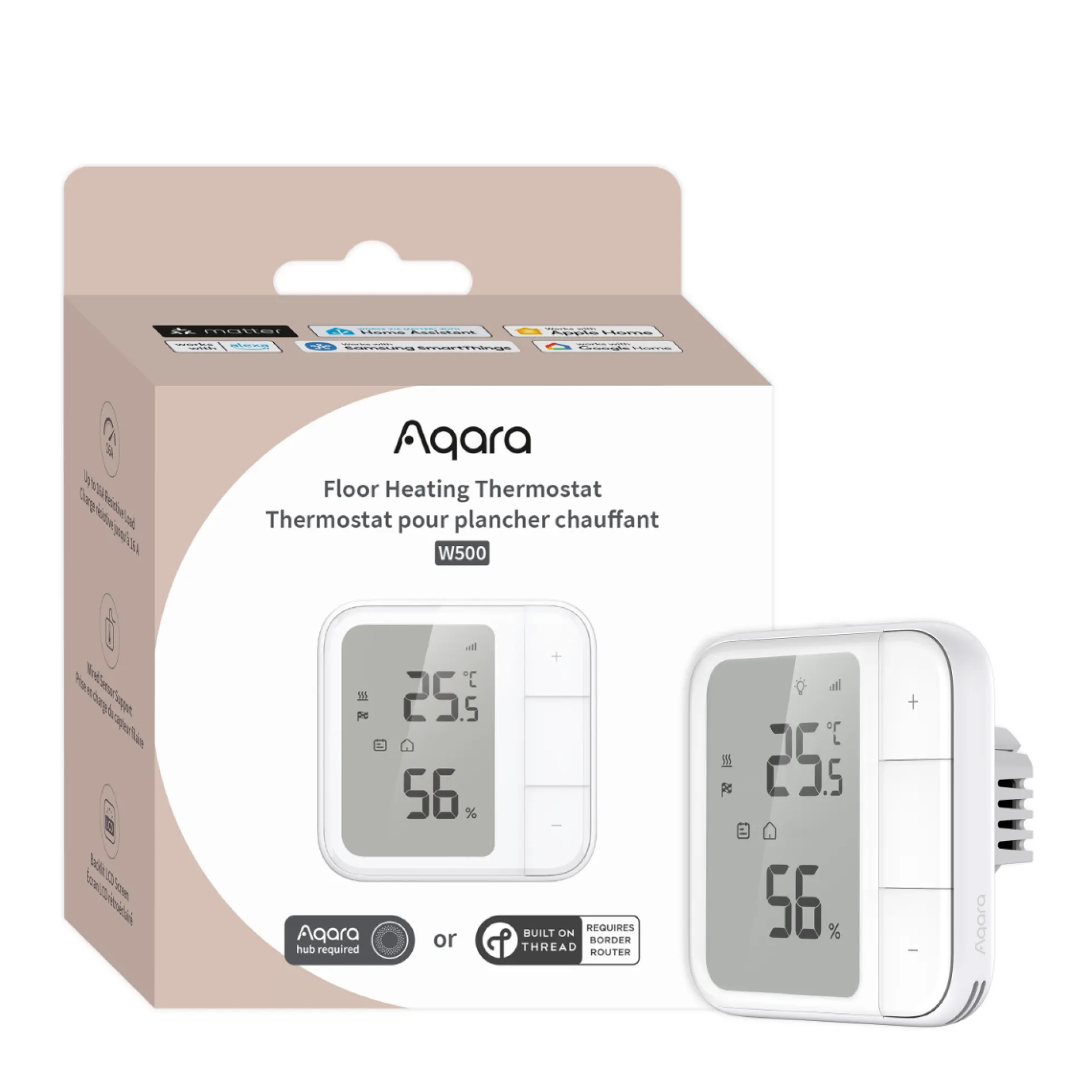 Aqara Floor Heating Thermostat W500, Zigbee gulvvarme termostat