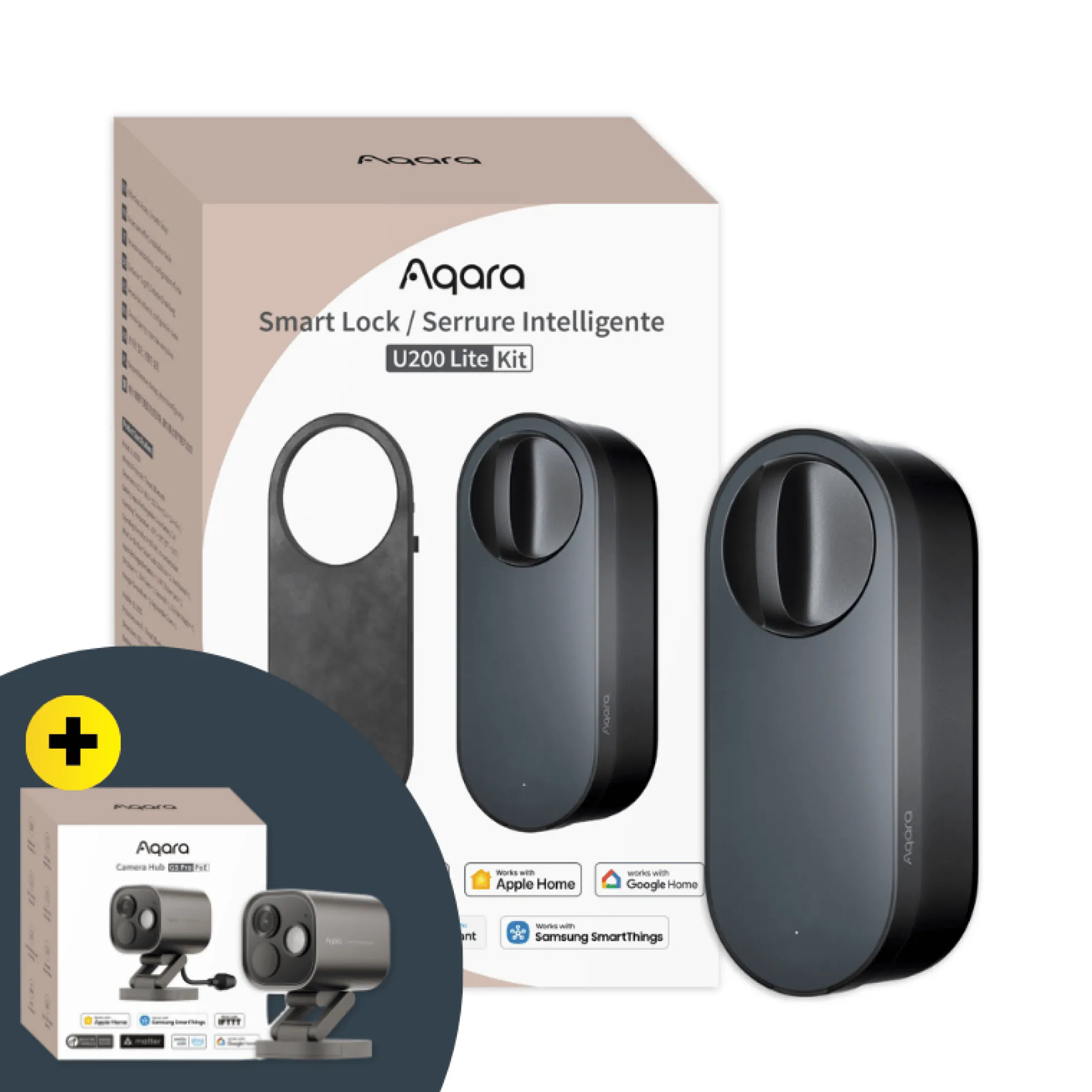 Aqara Smart Lock U200 Lite Kit, sort + Camera Hub Pro (PoE)