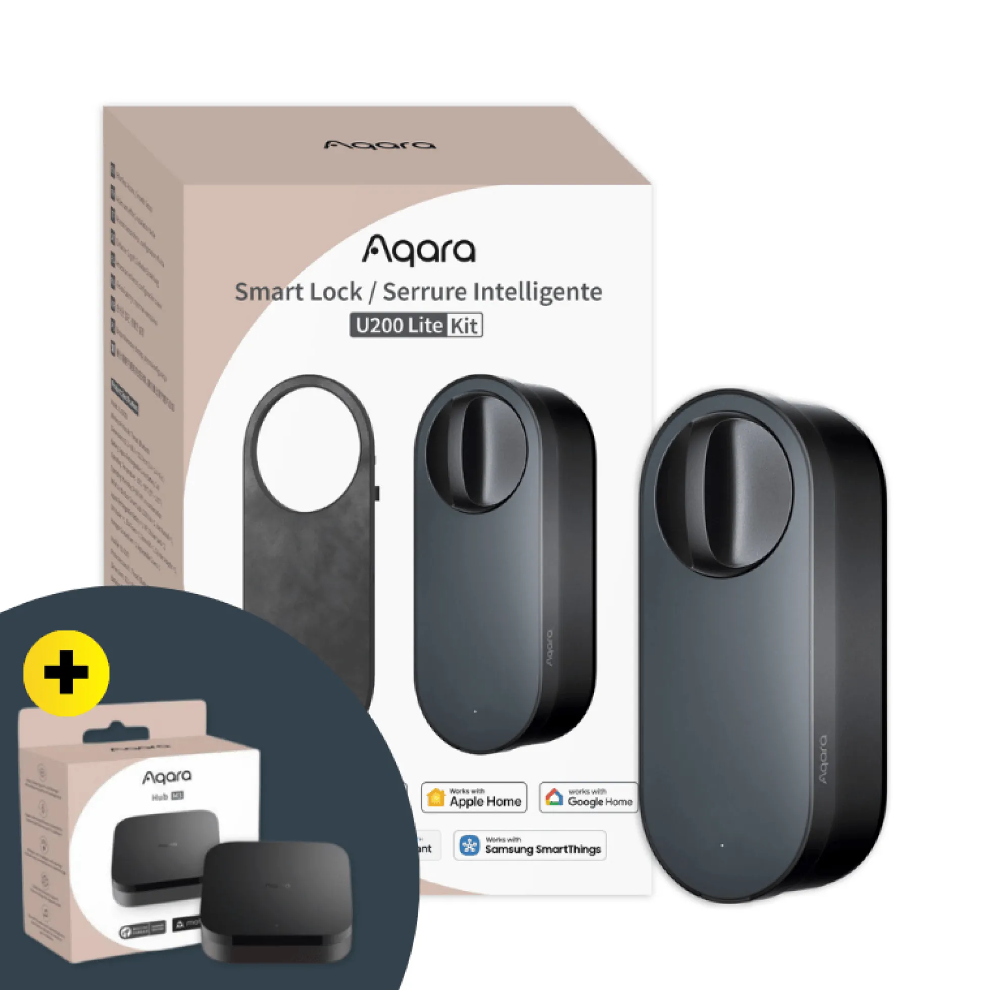 Aqara Smart Lock U200 Lite Kit, sort + M3 Hub
