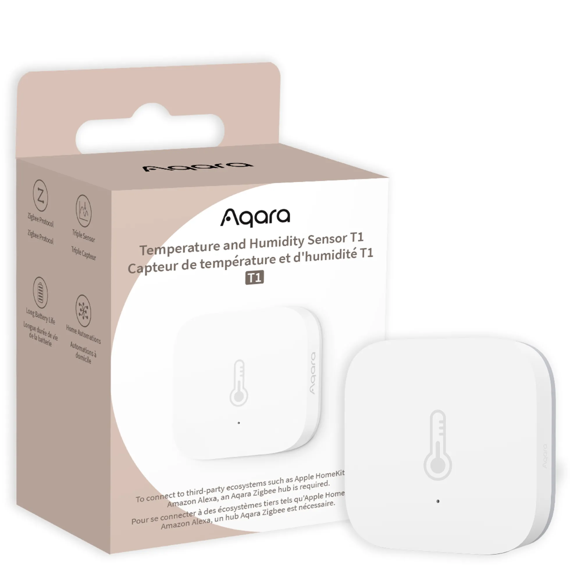 Aqara Temperatur- og fugtighedssensor T1, TH-S02D - 3 pak bundle