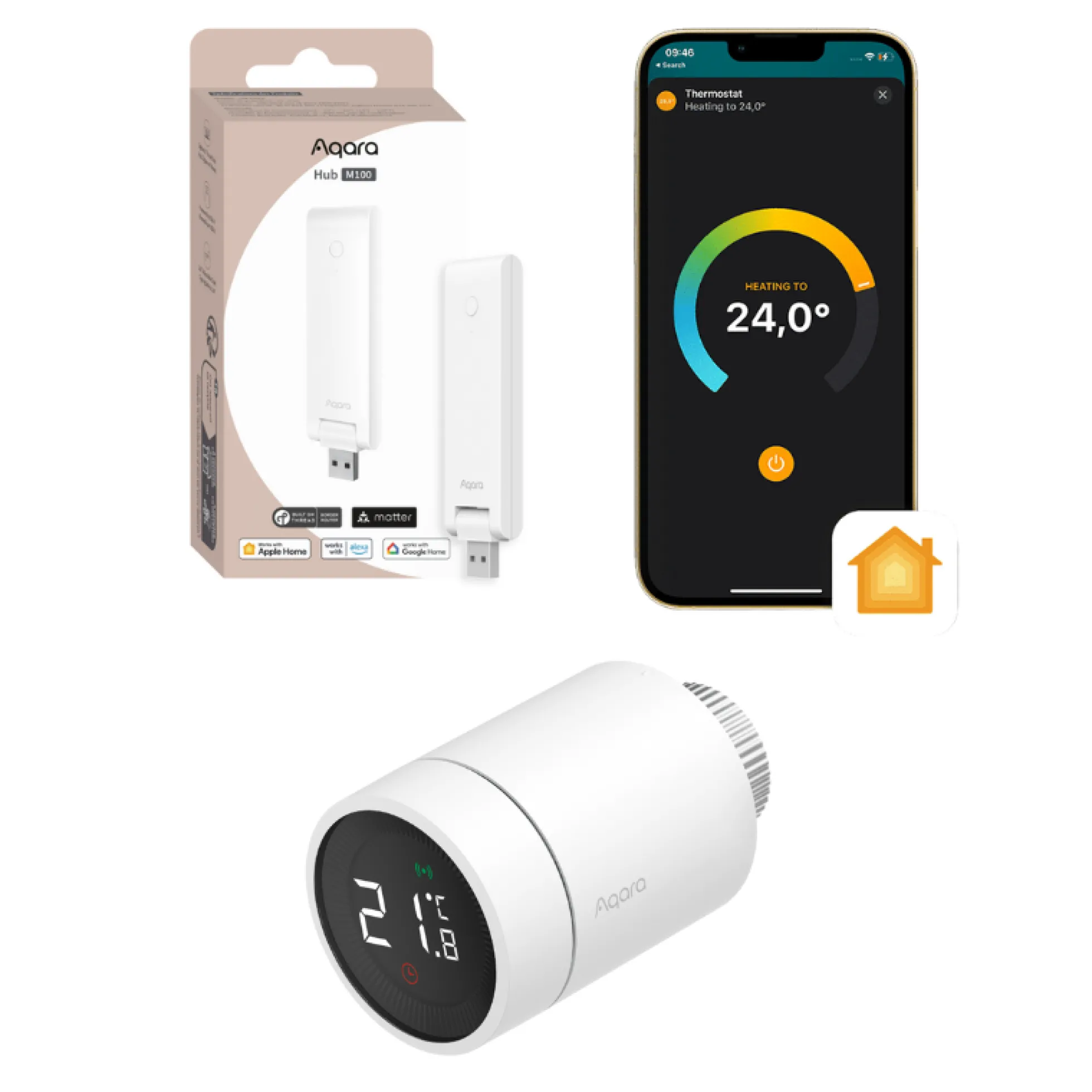 Aqara Zigbee radiatortermostat E1 startpakke med 3+ termostater