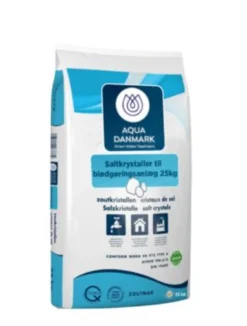 Aqua Danmark saltkrystaller til blødgøringsanlæg, 25 kg., NF-certificeret, godkendt til levnedsmiddelbrug