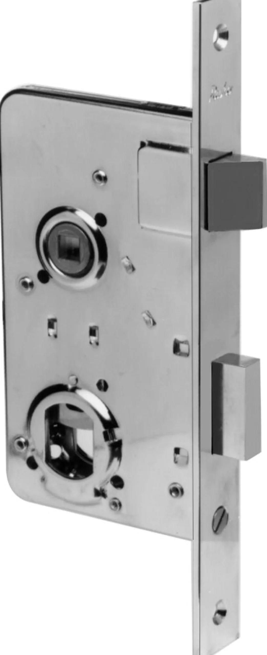 ASSA ABLOY låsekasse 250, dornmål 55 mm, centerafstand 69 mm, blankforniklet, højre