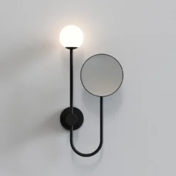 Astro Orb Max LED, 1x3W, G9, IP44, mat sort med kosmetikspejl