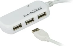 ATEN aktiv USB 2.0 forlængerkabel med indbygget hub til fire enheter,
