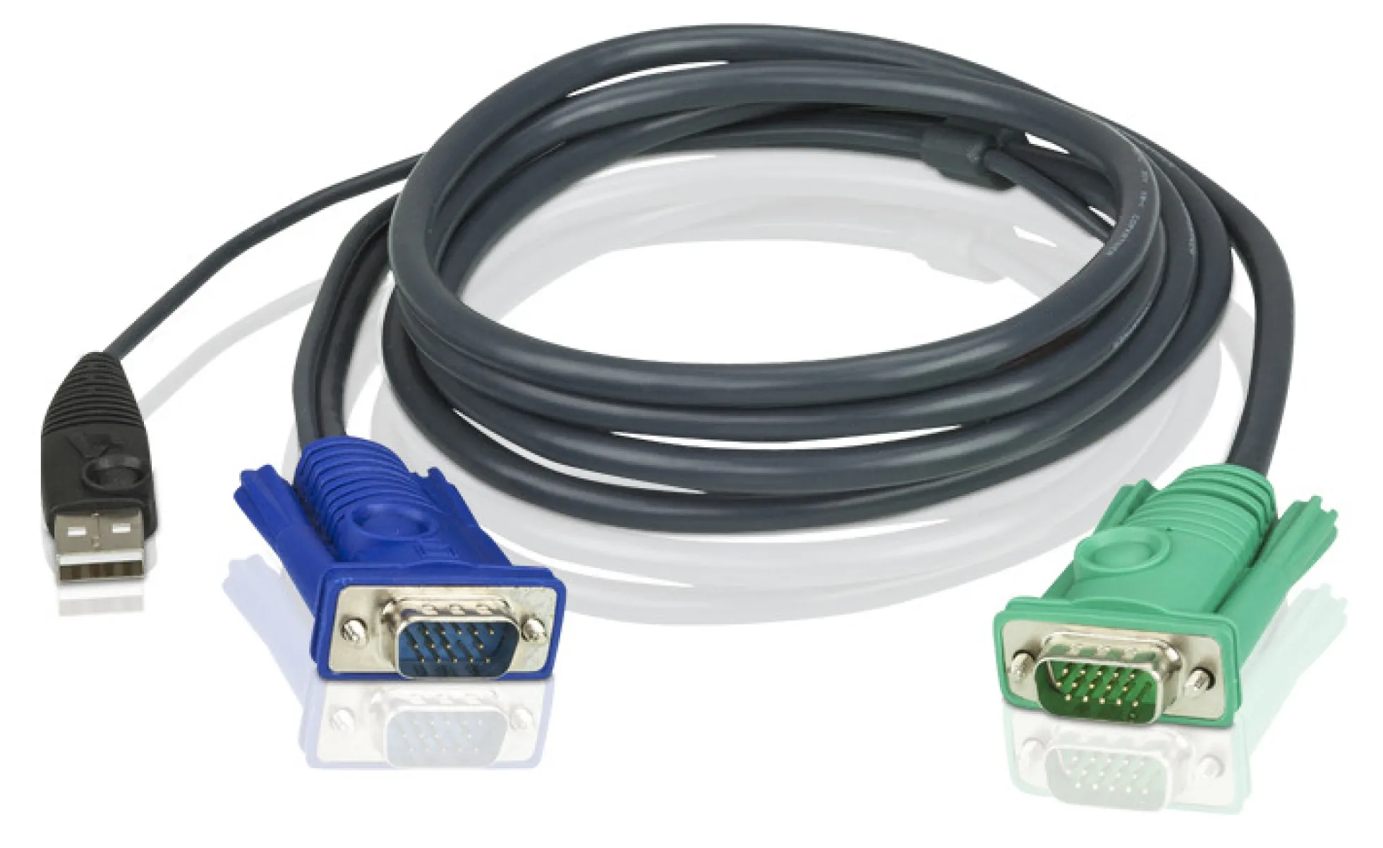 ATEN, KVM-kabel, SPHD15 han til HD15 han & USB Type A han, 2m
