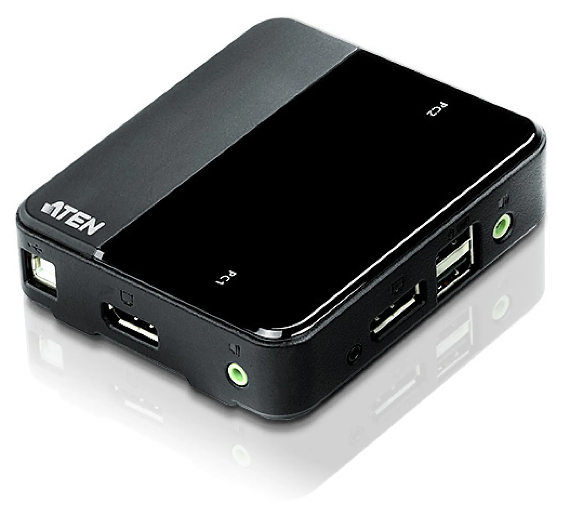 ATEN KVM switch, 1-2, DisplayPort, USB, 3,5mm, UHD, 1,8m, sort