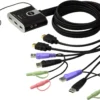ATEN KVM-switch, 1 konsol styre 2 computere, HDMI, USB og lyd, 1920x12
