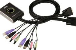 ATEN KVM-switch, 1 konsol styre 2 computere, DVI-D, USB og lyd, 1920x1