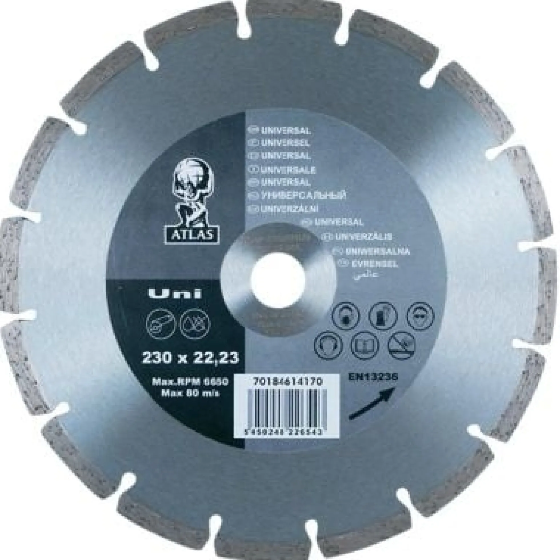 Atlas Universal diamantklinge, 180 mm, 2,3 mm tyk, 22,23 mm hul
