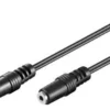 Audio kabel, 2,5mm han til hun, 2 meter, sort