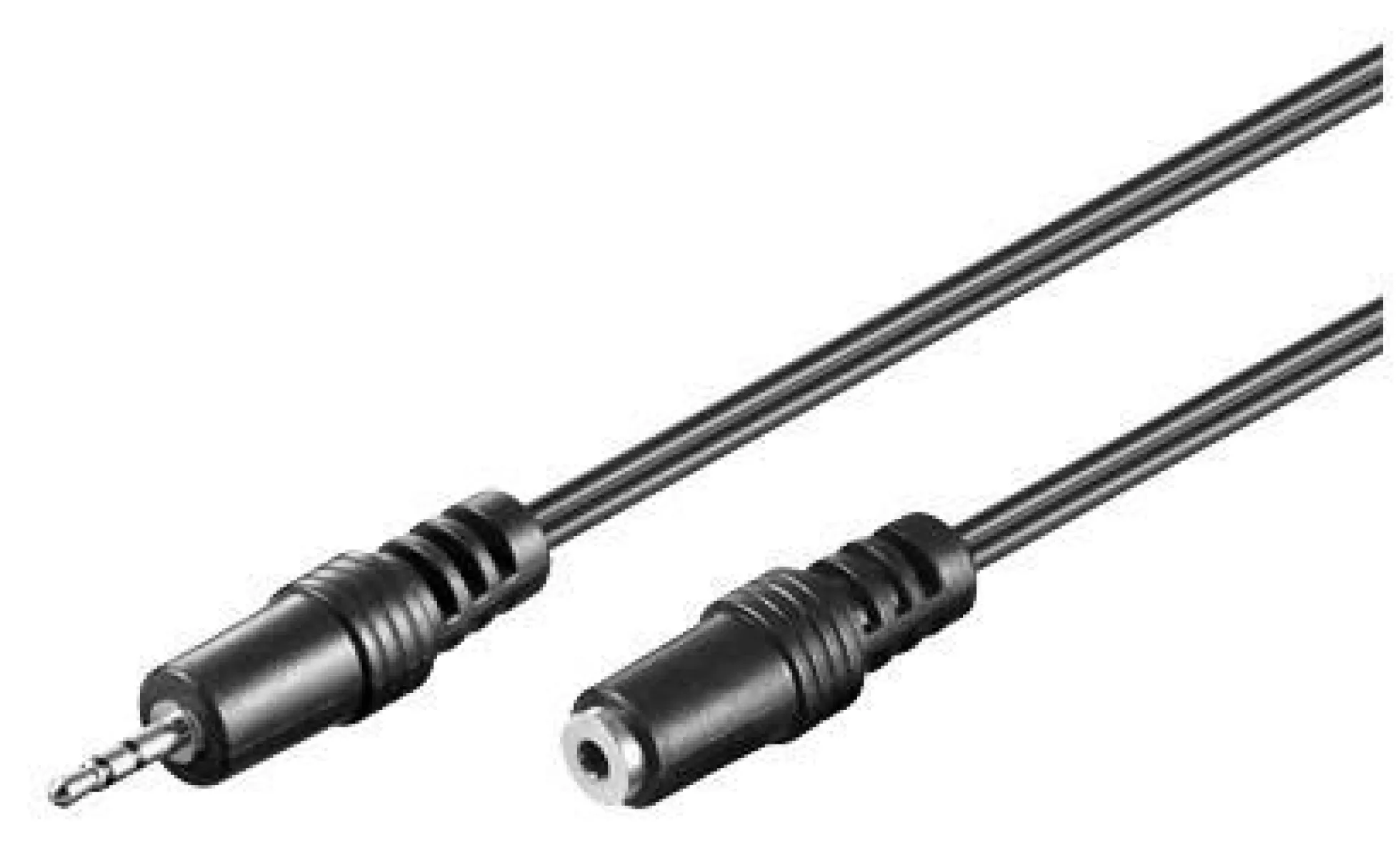 Audio kabel, 2,5mm han til hun, 2 meter, sort