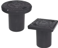AVK 210 x 180 mm rundt, flydende gadedæksel, komposit, sort