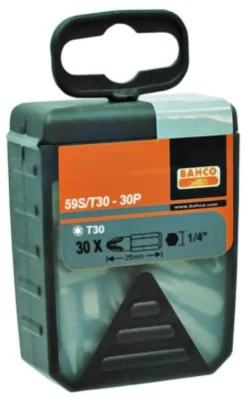 Bahco bits Torx, 30 længde, 25 mm, 59S/T30-30P, boks med 30 stk