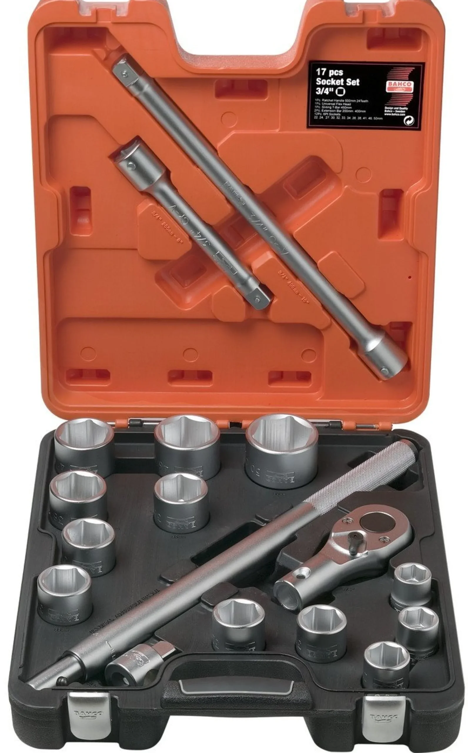 Bahco topnøglesæt, 3/4", 17 dele, 22-50 mm