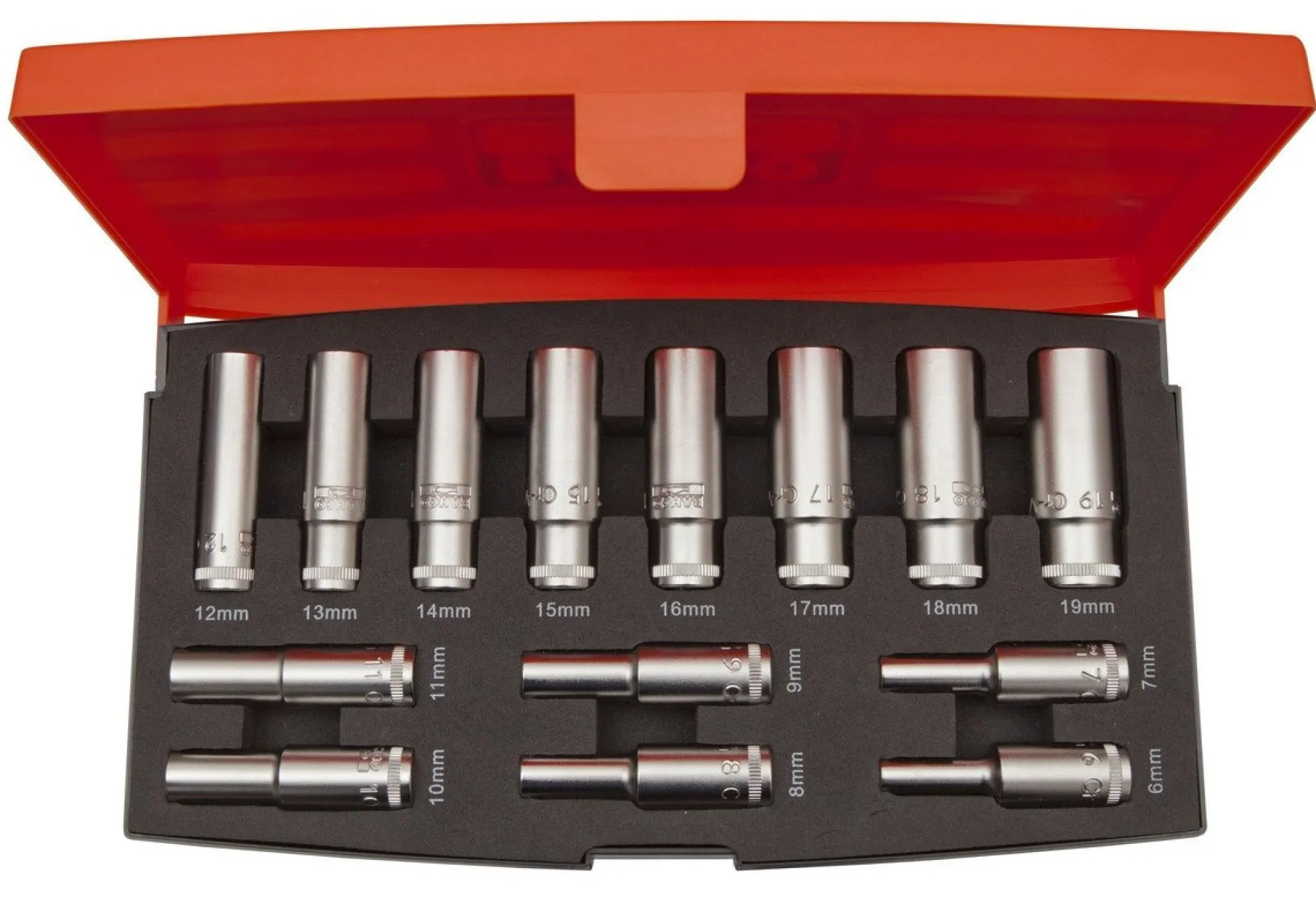Bahco toppesæt 3/8" lang, 14 dele, 6-19mm
