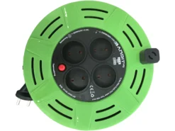 BANDIT Kabeltromle lukket, uden jord, 12,5 meter, 2x1,0 mm², 4 udtag, grøn, 230 V, IP20