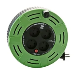BANDIT Kabeltromle lukket, uden jord, 12,5 meter, 2x1,0 mm², 4 udtag, grøn, 230 V, IP20