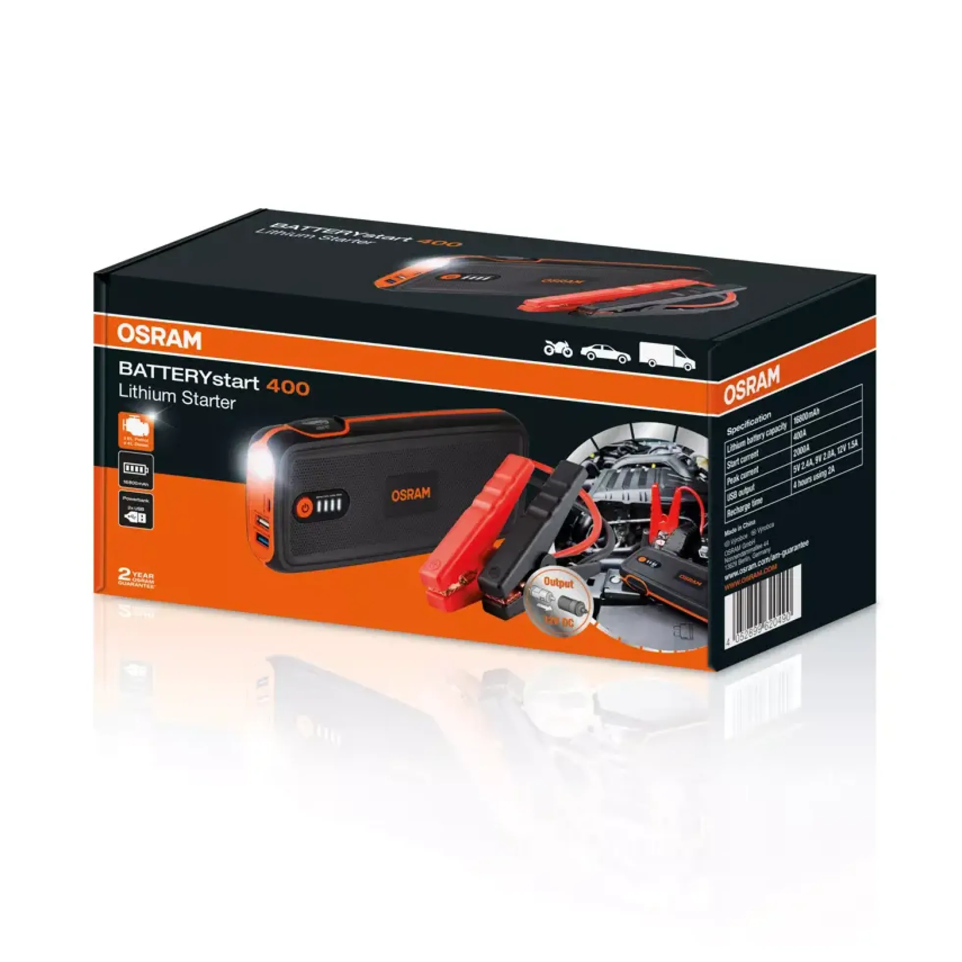 BATTERYstart 400 jump starter med powerbank, 16 800 mAh