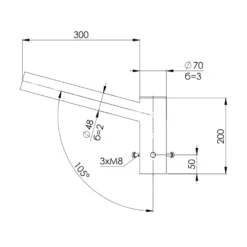 Beslag til gadelampe, Ø48mm / Ø70mm, grå pulverlakeret (restsalg)