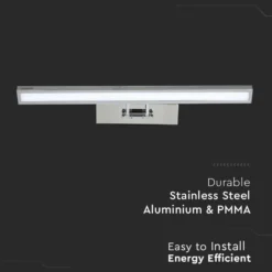 Billede-/spejllampe VT-7009CH, 9W, 3000K, 380 lumen, 455 mm, krom - Kulør: Varm