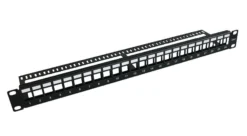 19" blank patch panel, 24 port, skærmet, 1U metal, uden kabelstyring - MicroConnect