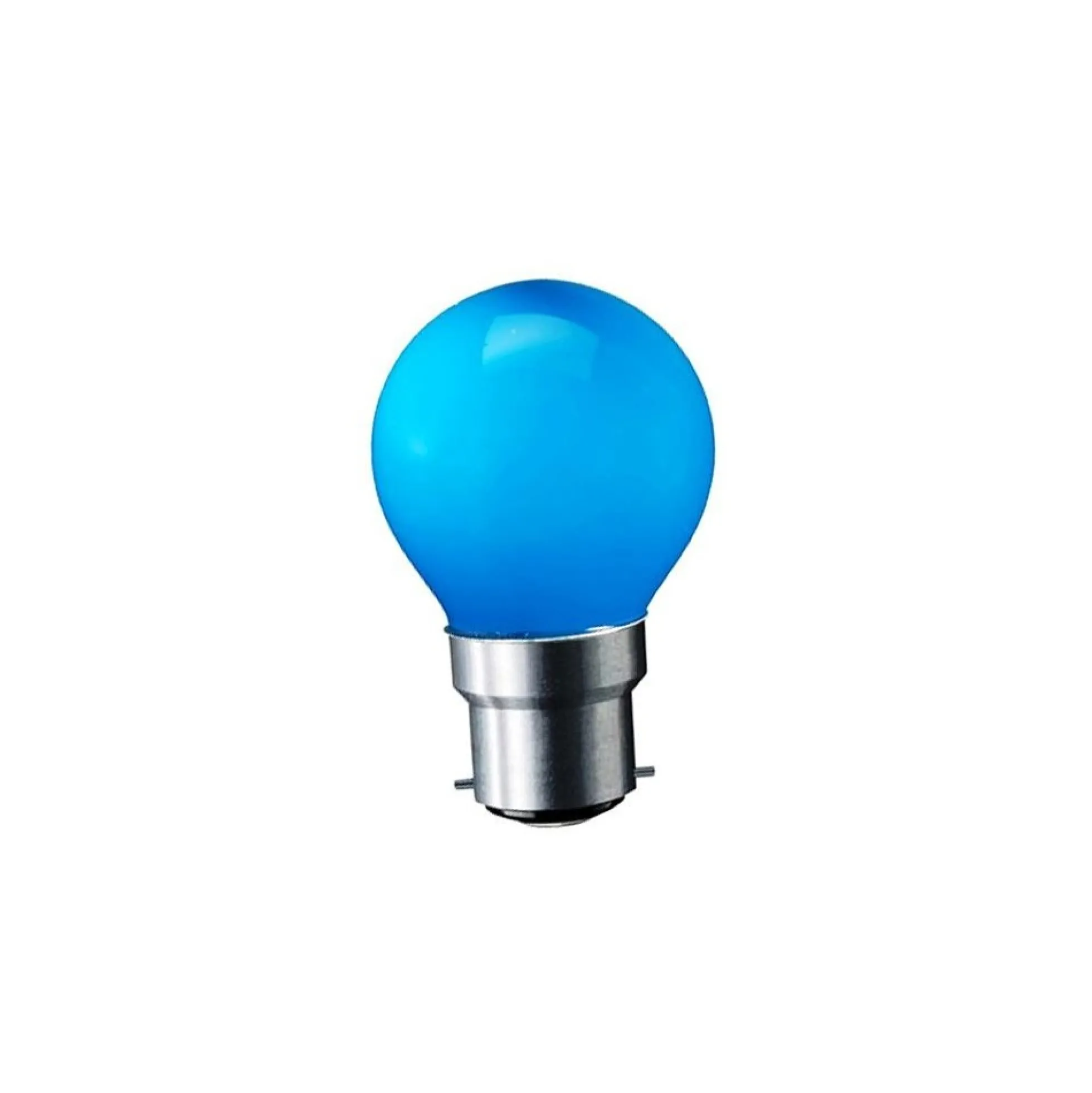 B22 LED pære, 1.8W, 180 lumen, 180° spredning, 72 x 45 mm, blå - CARNI
