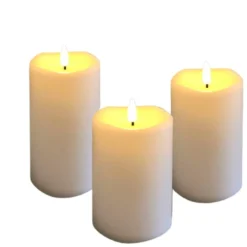 Bloklys 3D flamme, m/timer, Ø75 H100/125/150, sæt m/3 stk