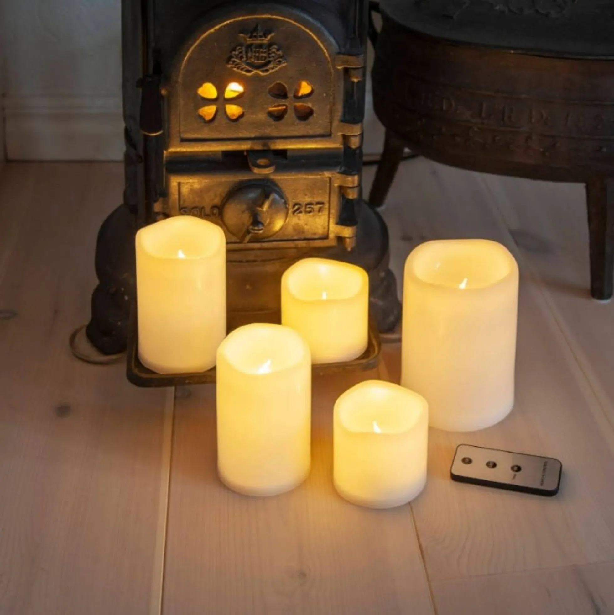 Bloklys sæt, 5 stk, batteri, fjernbetjening, beige - EGLO - 5 stk