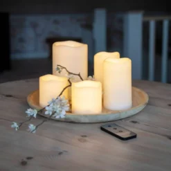 Bloklys sæt, 5 stk, batteri, fjernbetjening, beige - EGLO - 5 stk