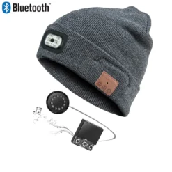 Blue Electric Beanie, LED-lygte, Bluetooth headset, inkl. sikkerhedsvest