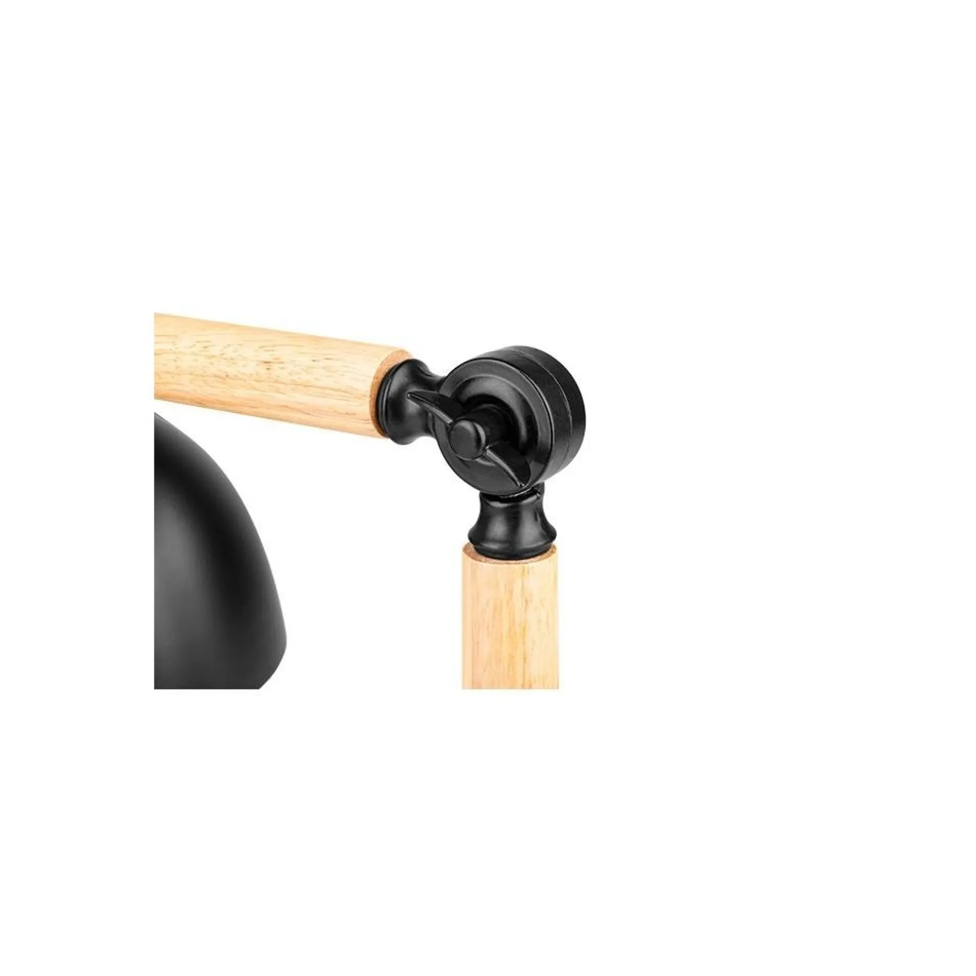 Bordlampe, sort metal og træ, 1,5 meter ledning, E27 fatning, uden lyskilde