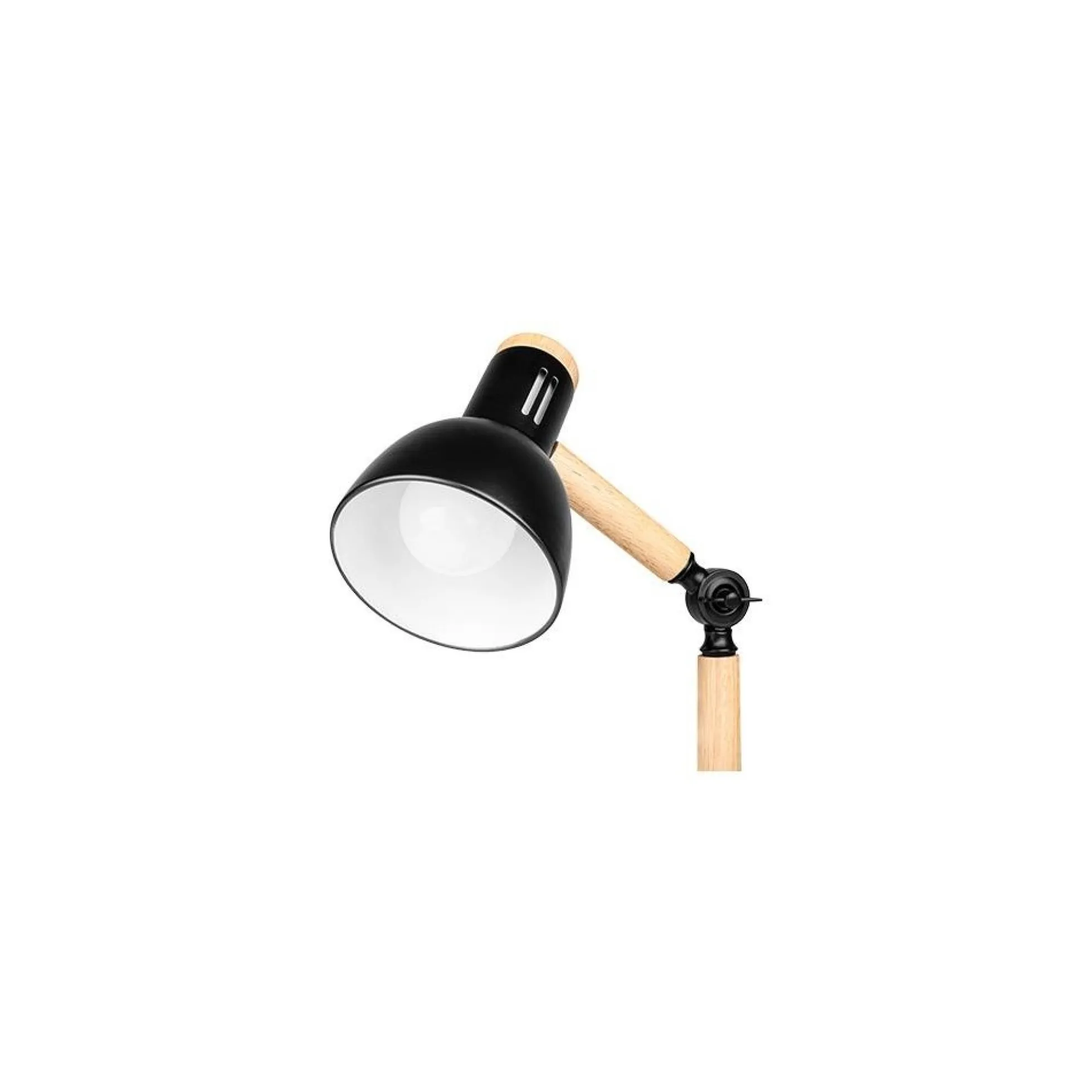 Bordlampe, sort metal og træ, 1,5 meter ledning, E27 fatning, uden lyskilde