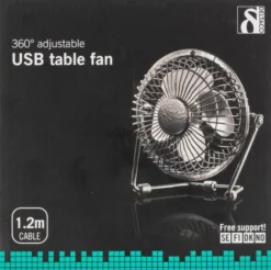 Bordventilator USB-blæser, 10 cm, DELTACO, 1x USB Type A han, sort