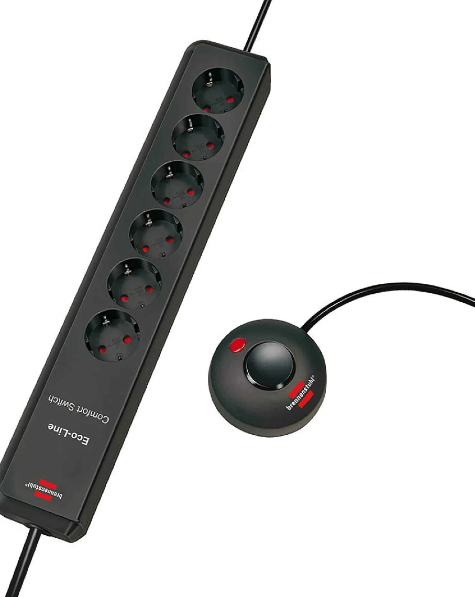 Brennenstuhl Eco-Line strømskinne, 6xCEE 7/4 udtag, 1xCEE 7/7 tilslut