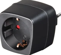 Brennenstuhl rejseadapter, EU til italienske udgange, jordet, børnesikret, 250V, sort