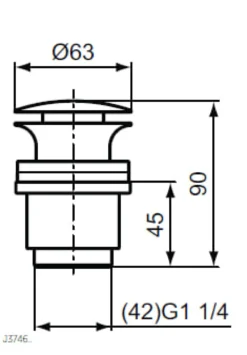 Børma bundventil Push-open krom 1.1/4"