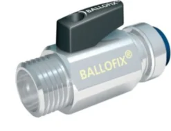 Broen BALLOFIX® kuglehane 1/2"x15 mm. Nippel/push. Med håndtag. Krom